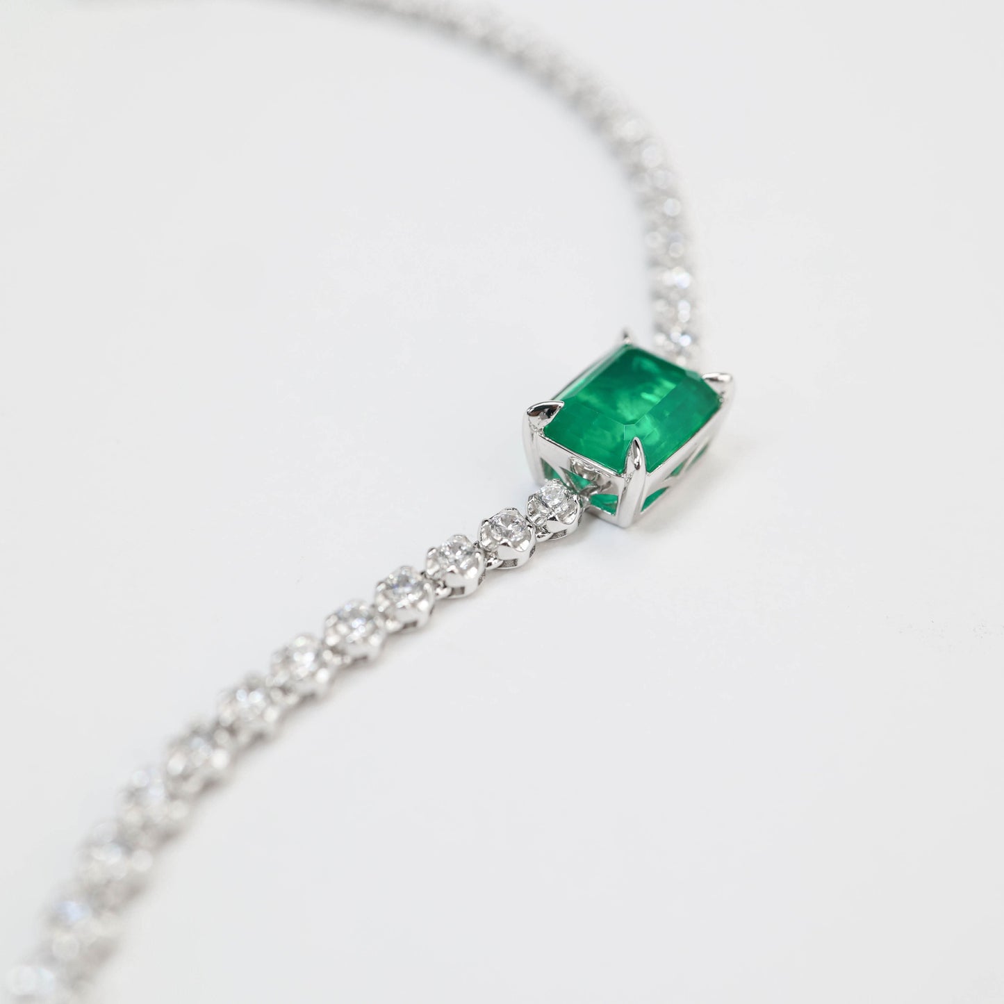 Micro-setting Rectangular emerald-cut Bubble chain bracelet