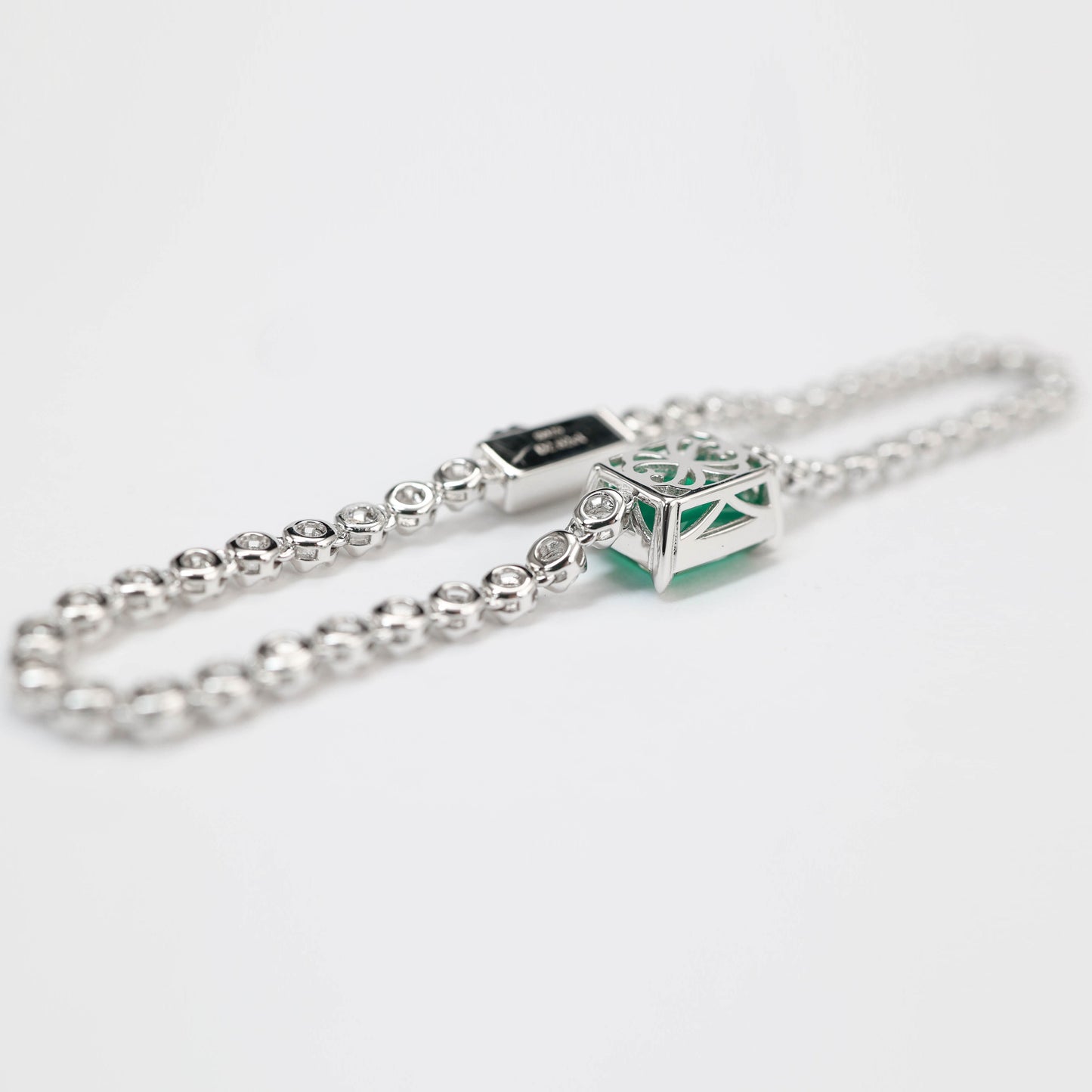 Micro-setting Rectangular emerald-cut Bubble chain bracelet