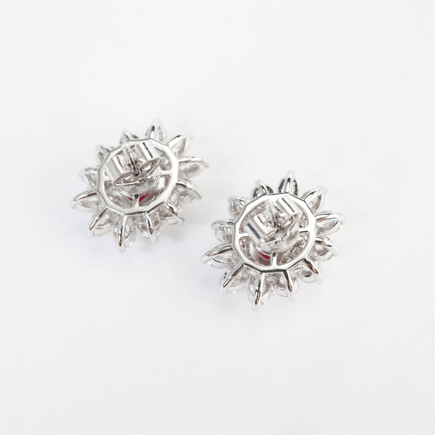 Mahenge color Lab created stones Sunflower earrings, sterling silver.