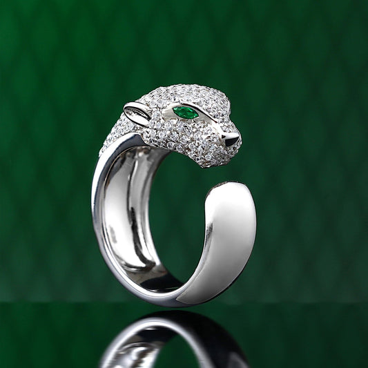 Only 1 special offer Micro-setting Lab created stones The leopard ring, sterling silver