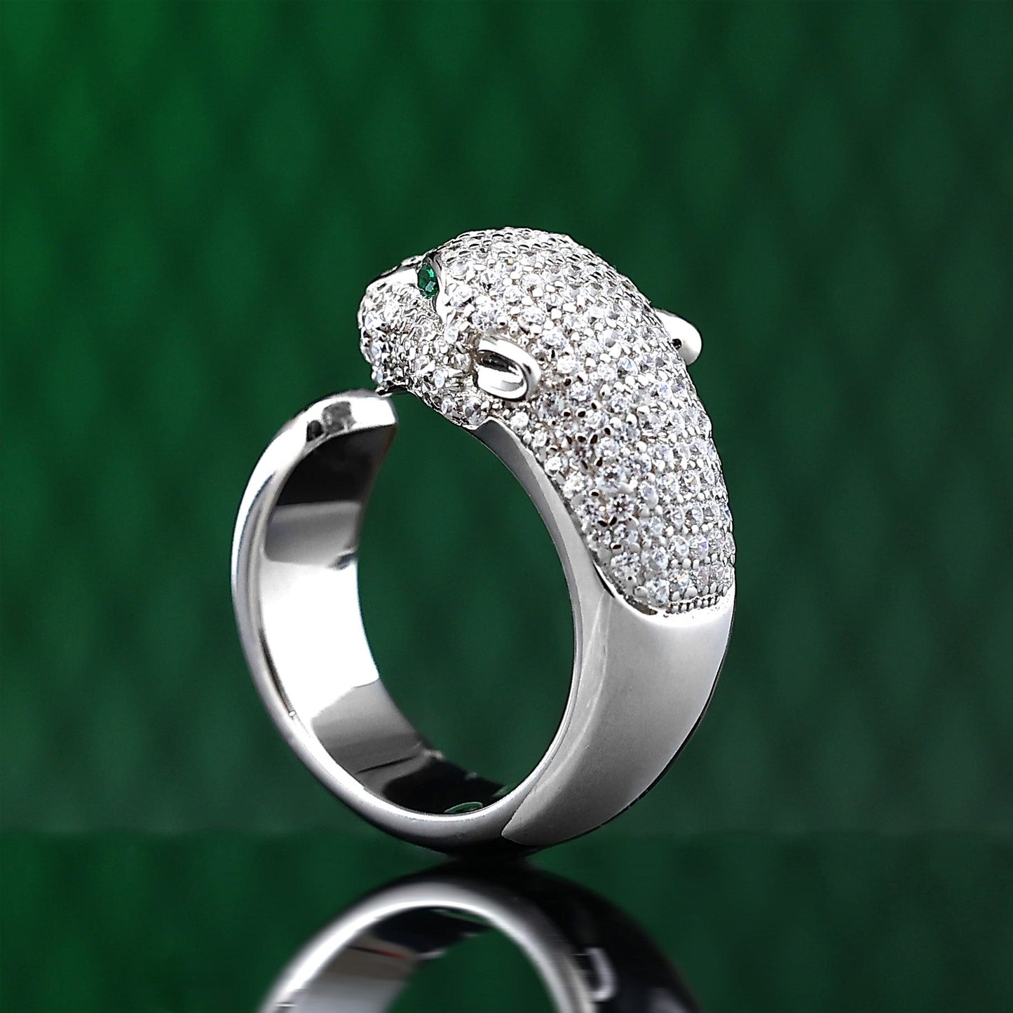 Only 1 special offer Micro-setting Lab created stones The leopard ring, sterling silver