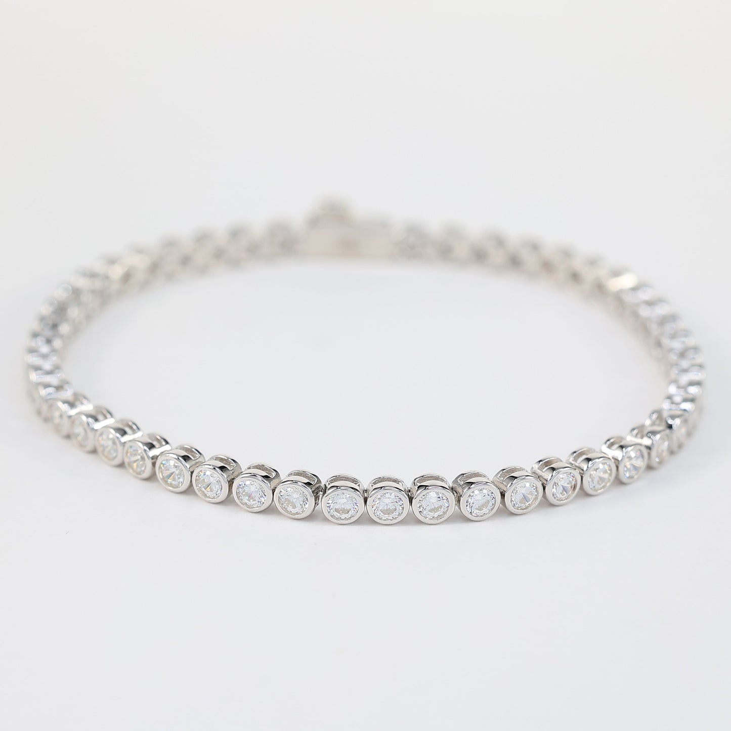 Micro-setting Lab created stones fully studded Bubble chain bracelet, sterling silver