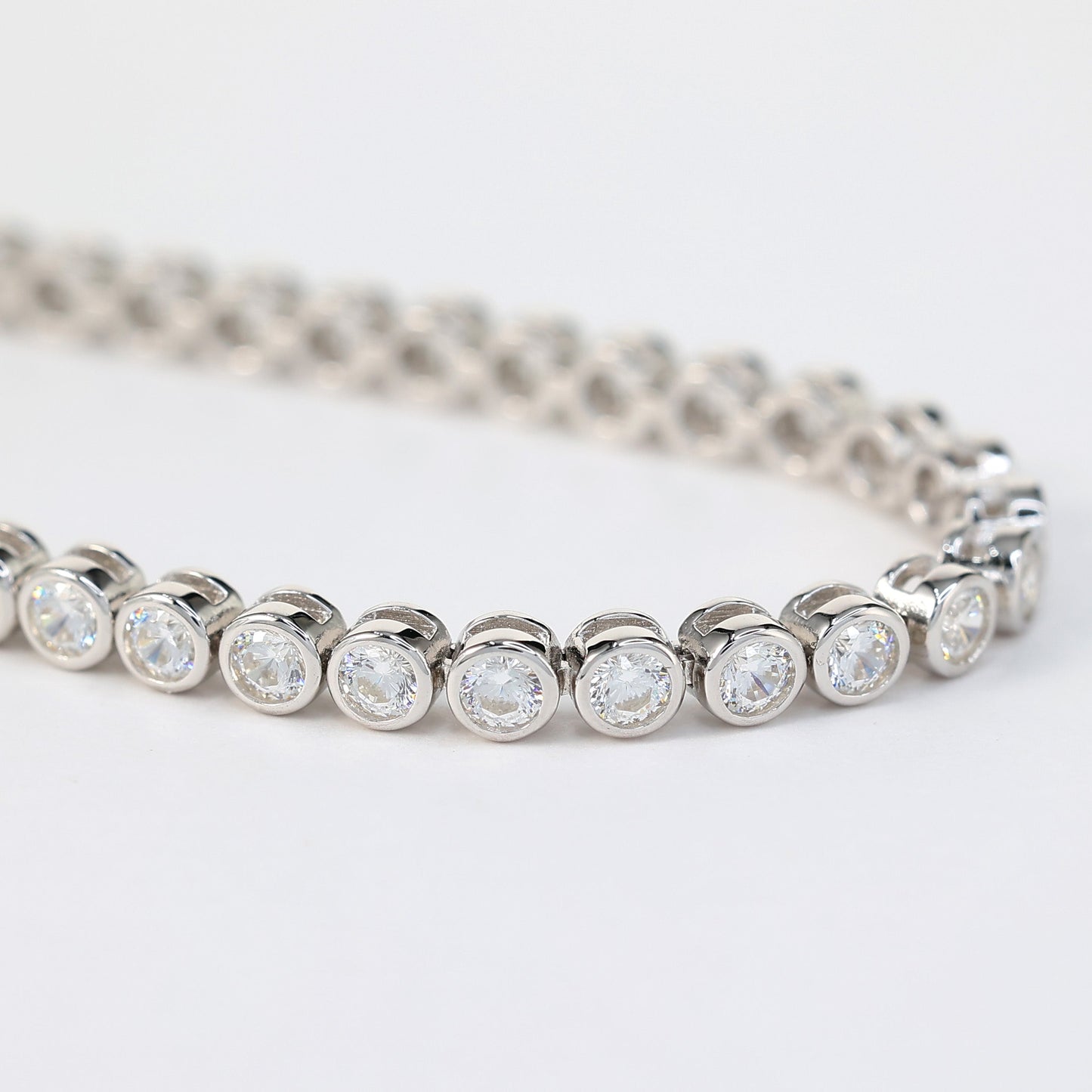 Micro-setting Lab created stones fully studded Bubble chain bracelet, sterling silver