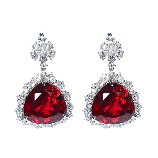 Micro-setting Ruby color The heart of the ocean earrings, sterling silver