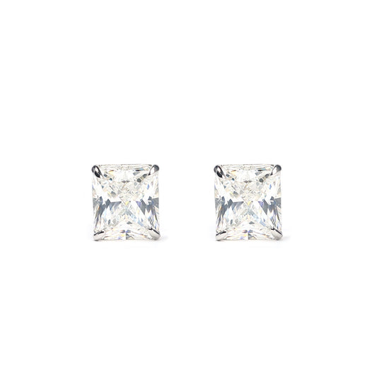 Only 1 Micro-setting clear color lab created stones special cutting baguette earrings, sterling silver.