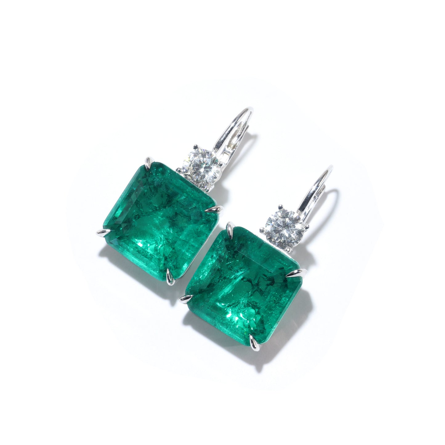 Emerald color Lab created stones the Secret Land temperament earrings , sterling silver