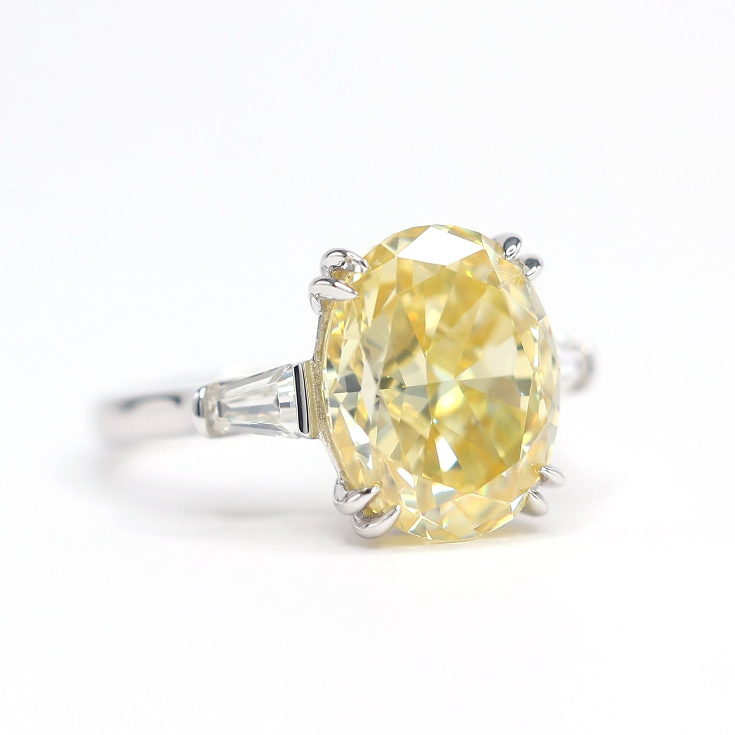 Limited edition Micro-setting Yellow diamond color lab created stones pigeon egg ring, sterling silver