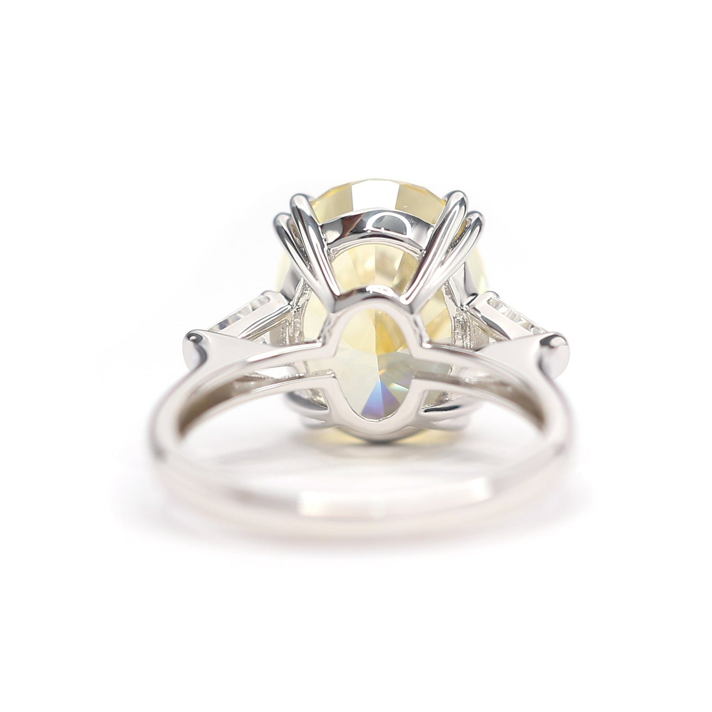 Limited edition Micro-setting Yellow diamond color lab created stones pigeon egg ring, sterling silver