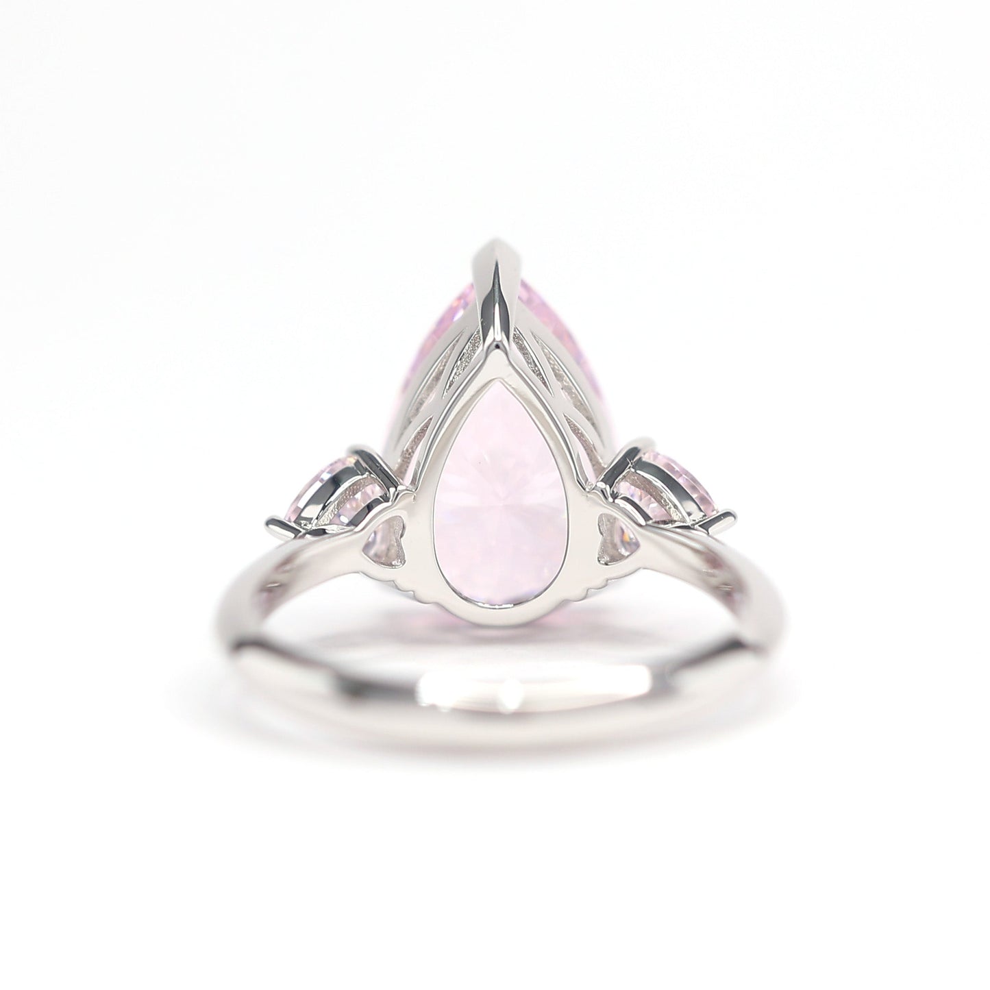 Micro-setting icy-cut Pink diamond color Lab created stones ring, sterling silver