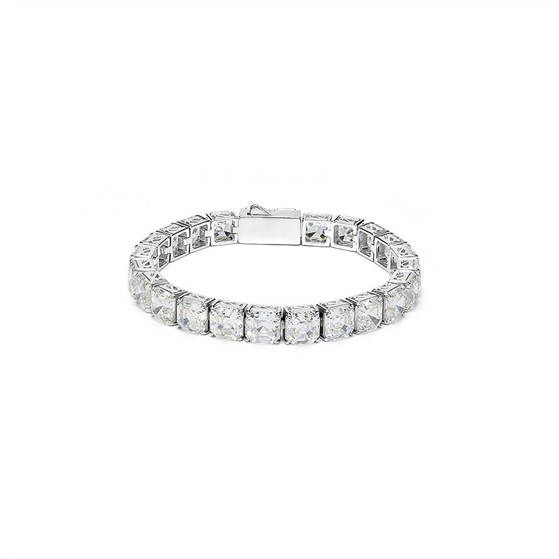 Wedding collection: G color Lab created stones Asscher-cut Tennis bracelet, sterling silver