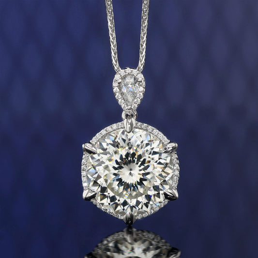 Micro-setting Round firework-cut Lab created stones detailed necklace, sterling silver  (10 carat)