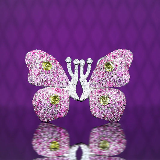 Micro-setting mixed colored Lab created stones reach for the sky together butterflies earrings, sterling silver