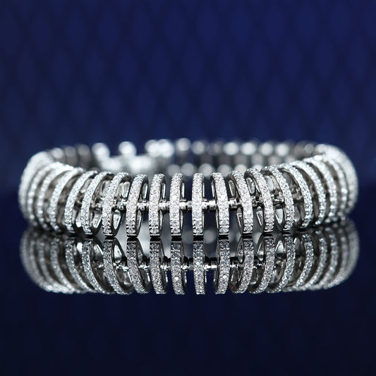 Micro-setting Lab created stones etherealize bracelet, sterling silver