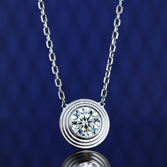 Micro-setting firework cut Lab created stones CNC engraving necklace, sterling silver