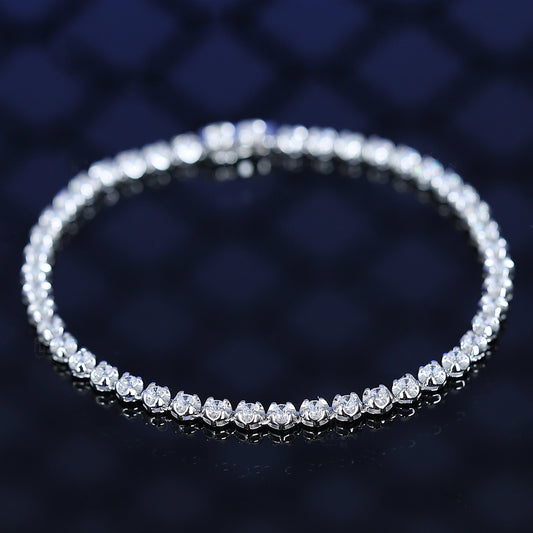 Micro-setting Lab created stones Fashion Crown tennis chain bracelet, sterling silver