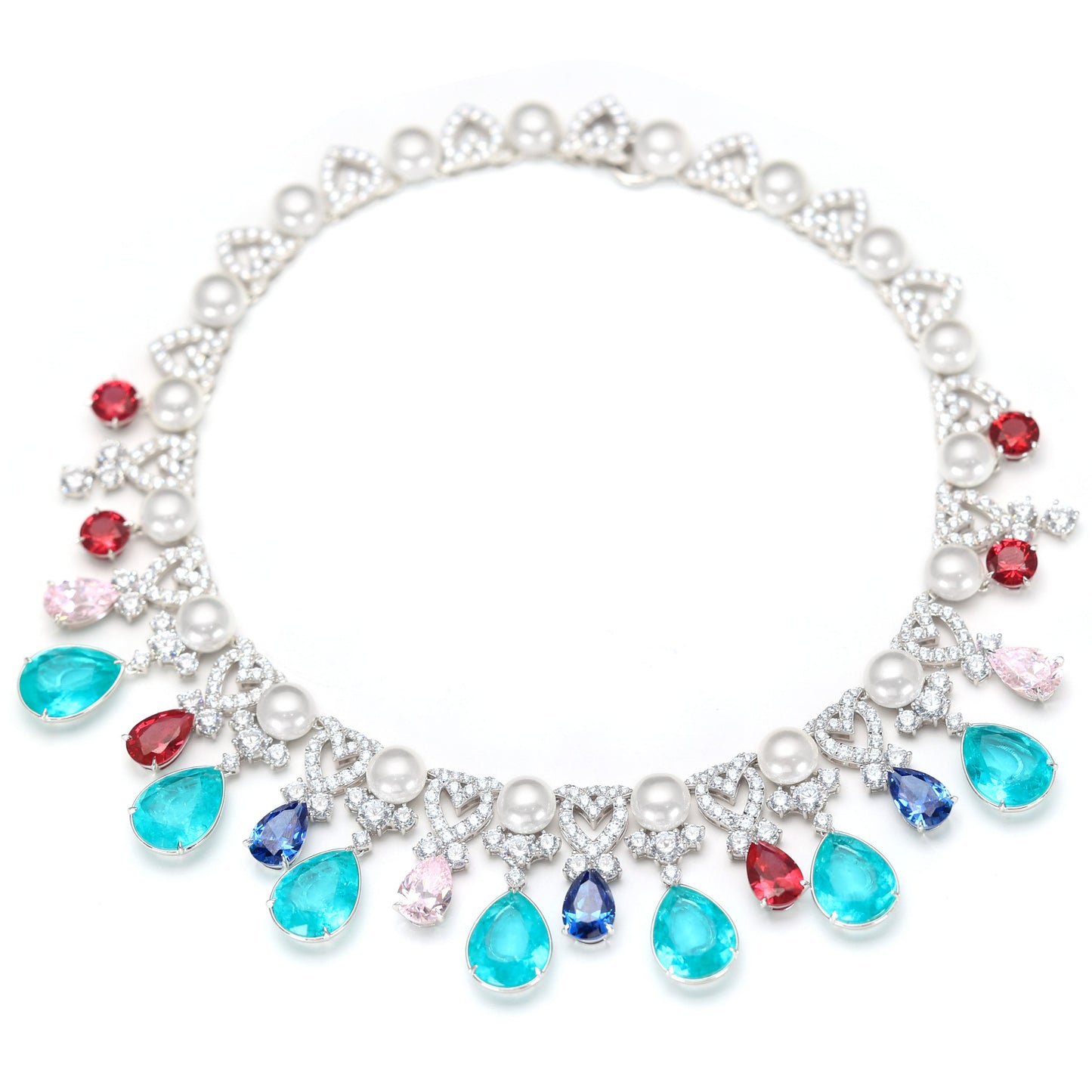 Limited edition Micro-setting colored Lab created stones The guide to the stars necklace, sterling silver