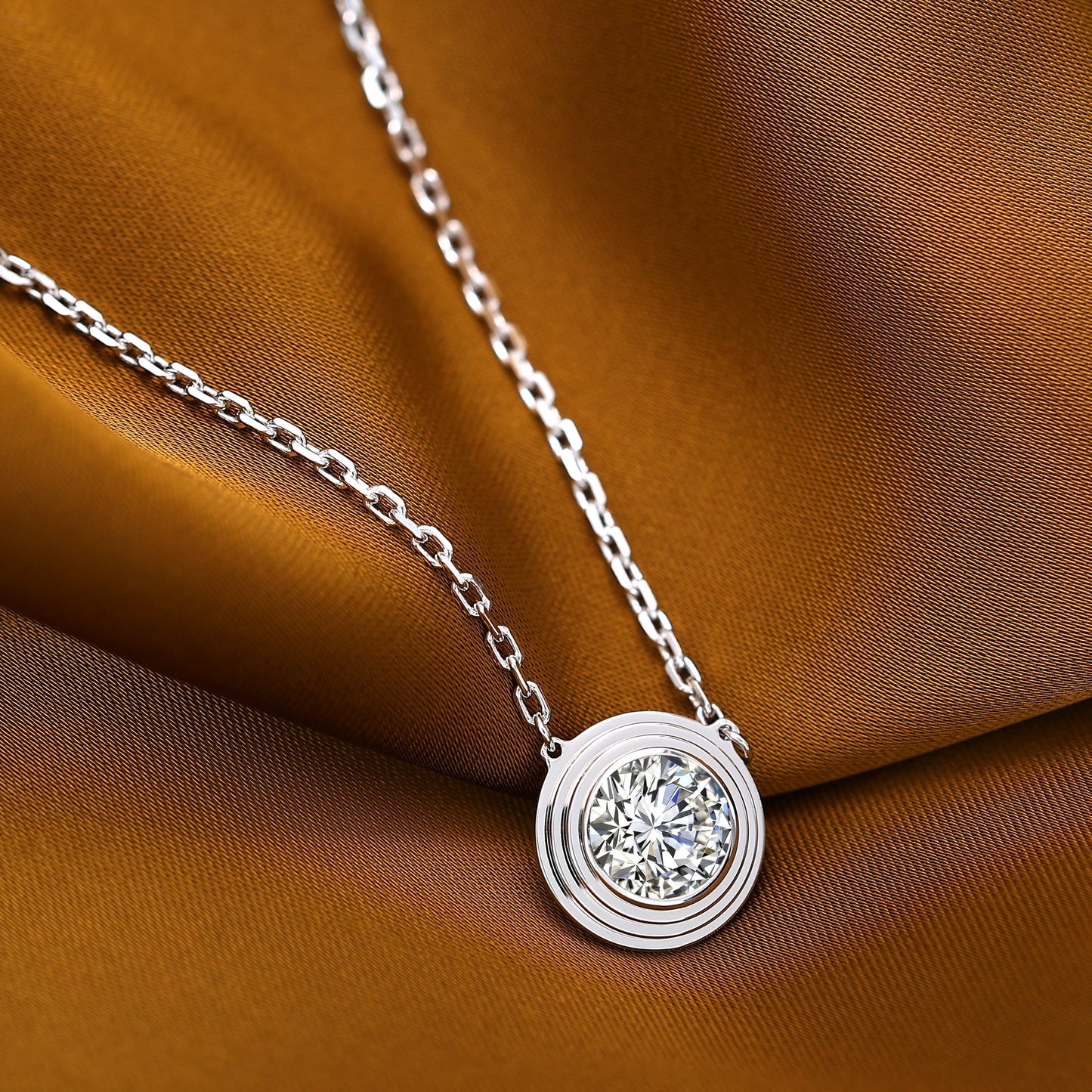 Micro-setting firework cut Lab created stones CNC engraving necklace, sterling silver