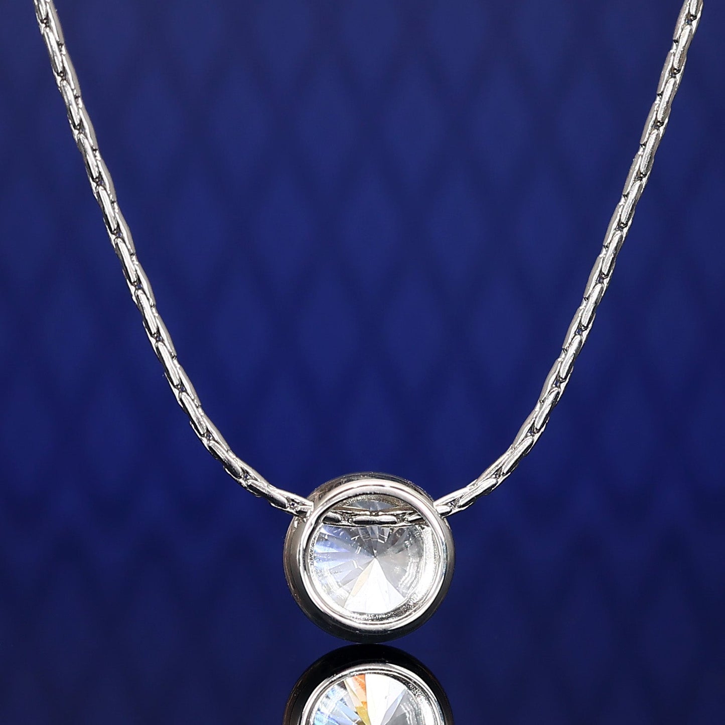 Micro-setting Brilliant cut Lab created stones Stars and moon special chain necklace, sterling silver