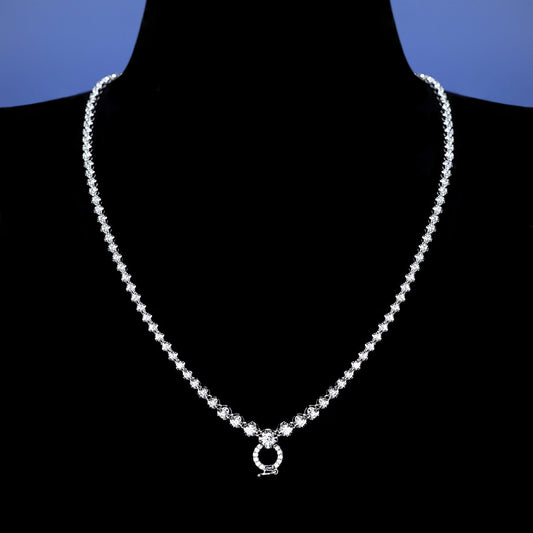 #2041 Micro-setting lab created stones tennis Bubble chain multi-purpose necklace, sterling silver