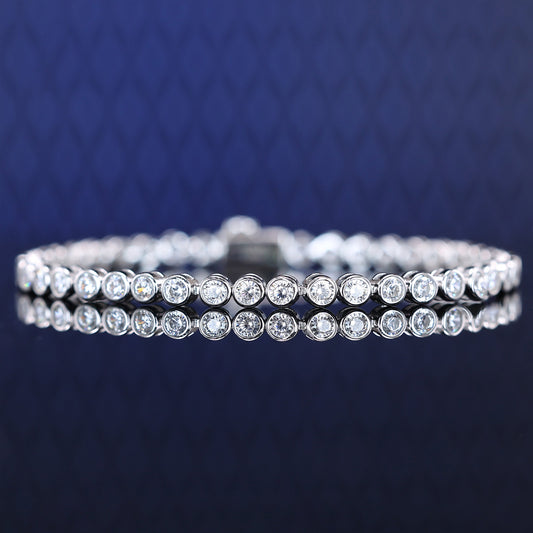 Micro-setting Lab created stones fully studded Bubble chain bracelet, sterling silver