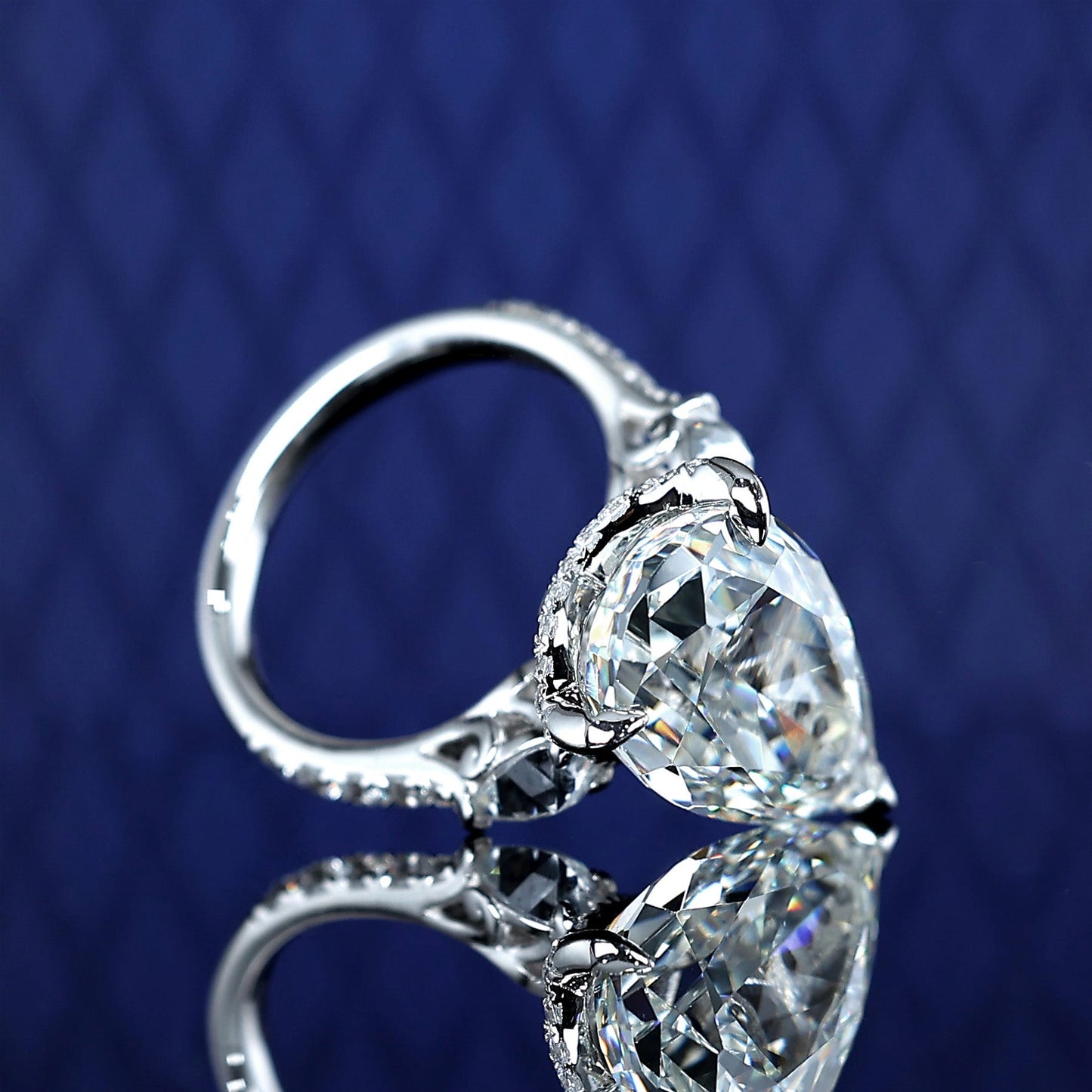 Micro-setting G color lab created stones Fancy Pear-cut ring, sterling silver. (23 carat) #1213