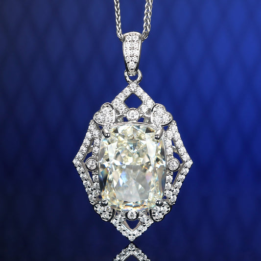 Special offer Micro-setting G color Lab created stones palace style necklace, sterling silver.