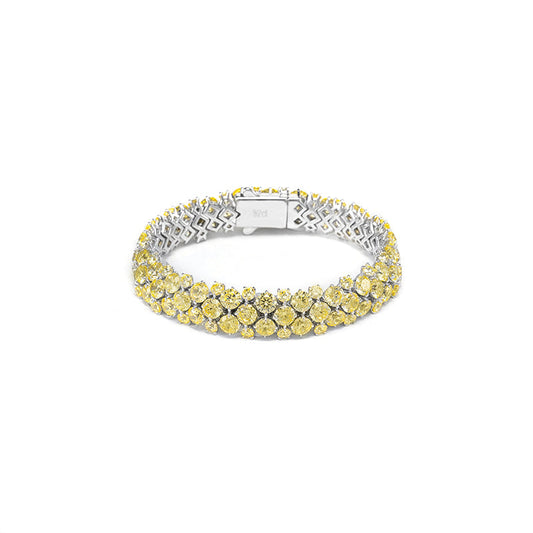 Fancy flexible yellow cluster tennischain bracelet