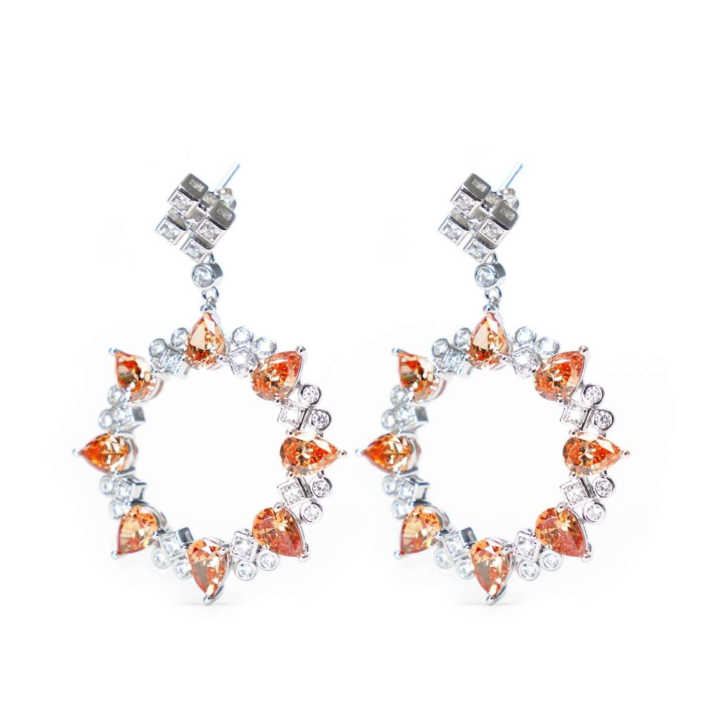 Micro-setting Fanta color The early morning earrings, sterling silver