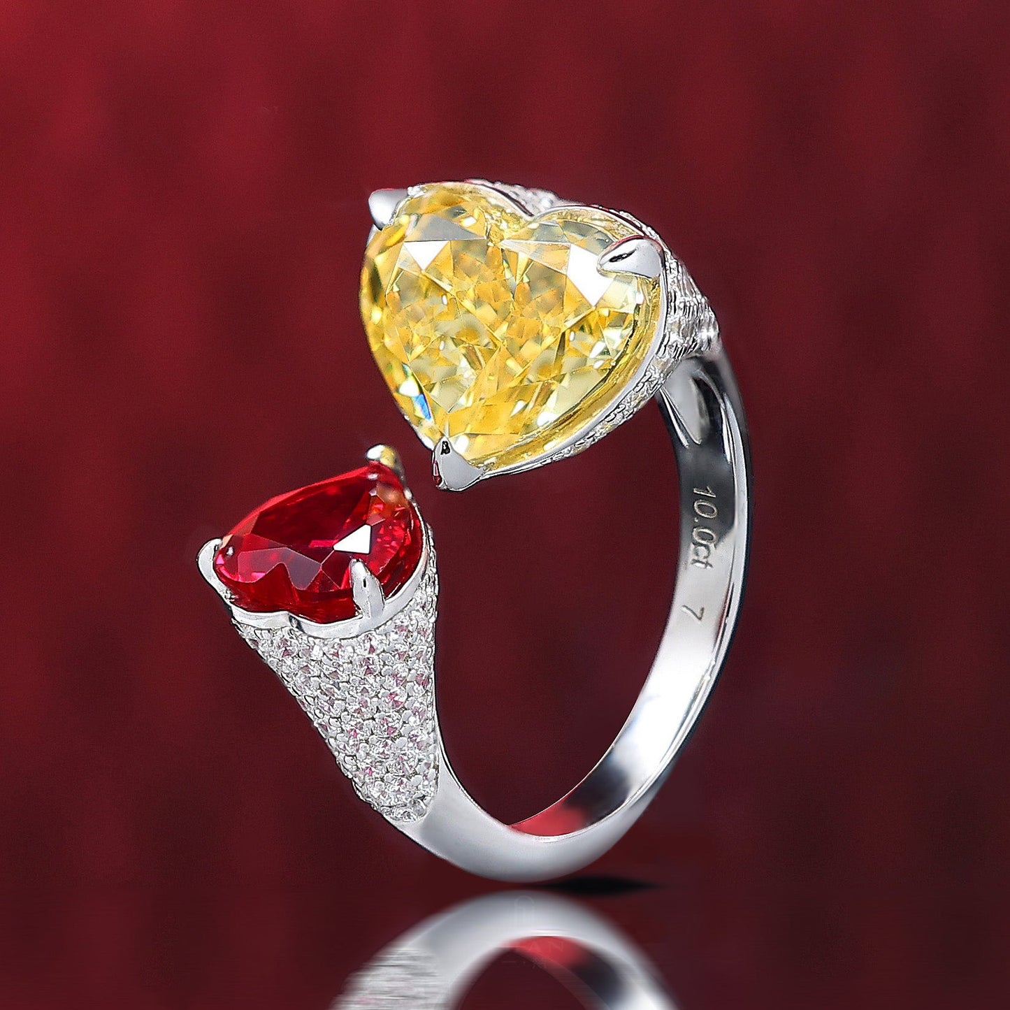 Micro-setting lab created stones Telesthesia ring, sterling silver