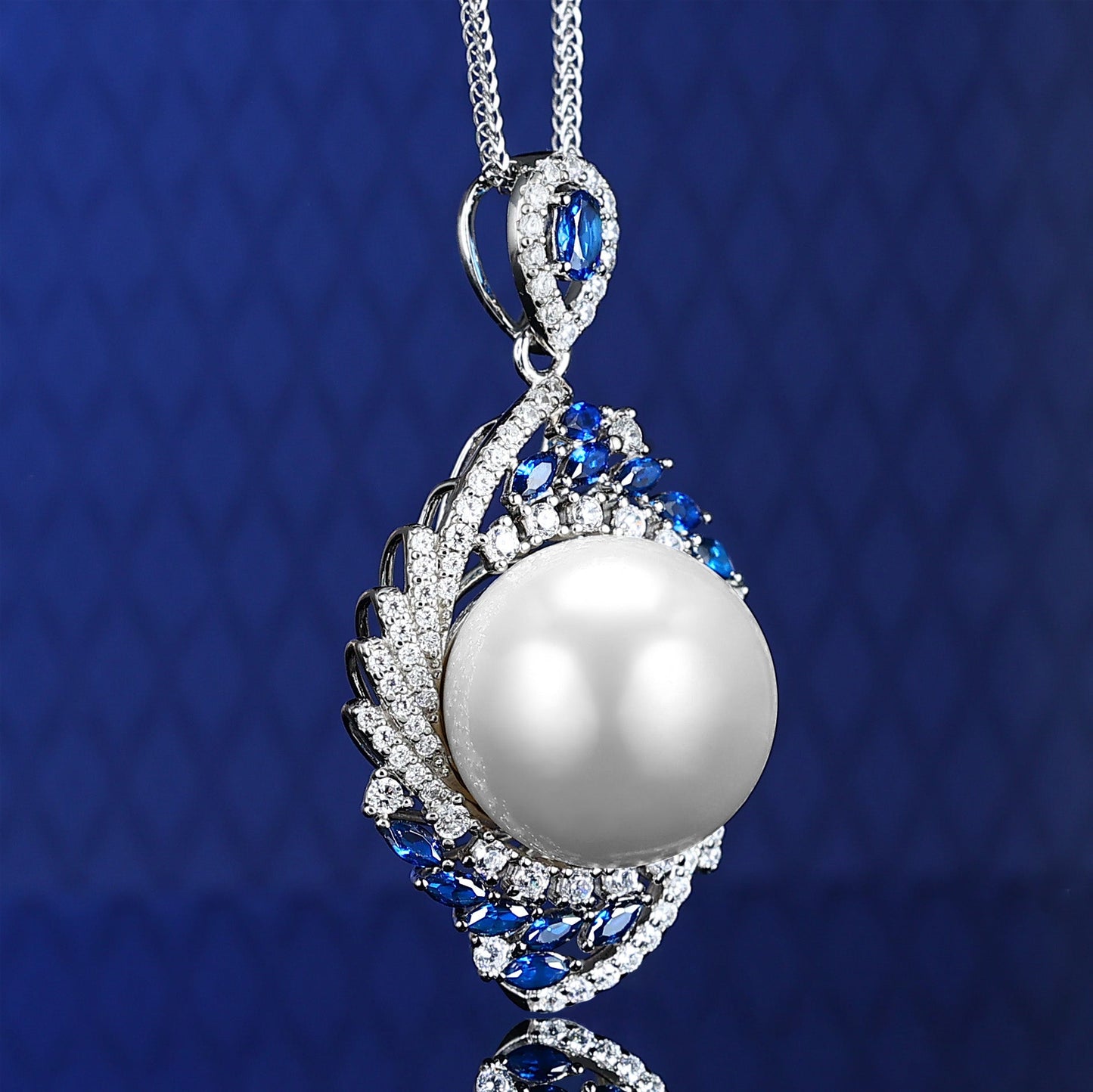 Micro-setting White shell pearl Rotate the stars necklace, sterling silver