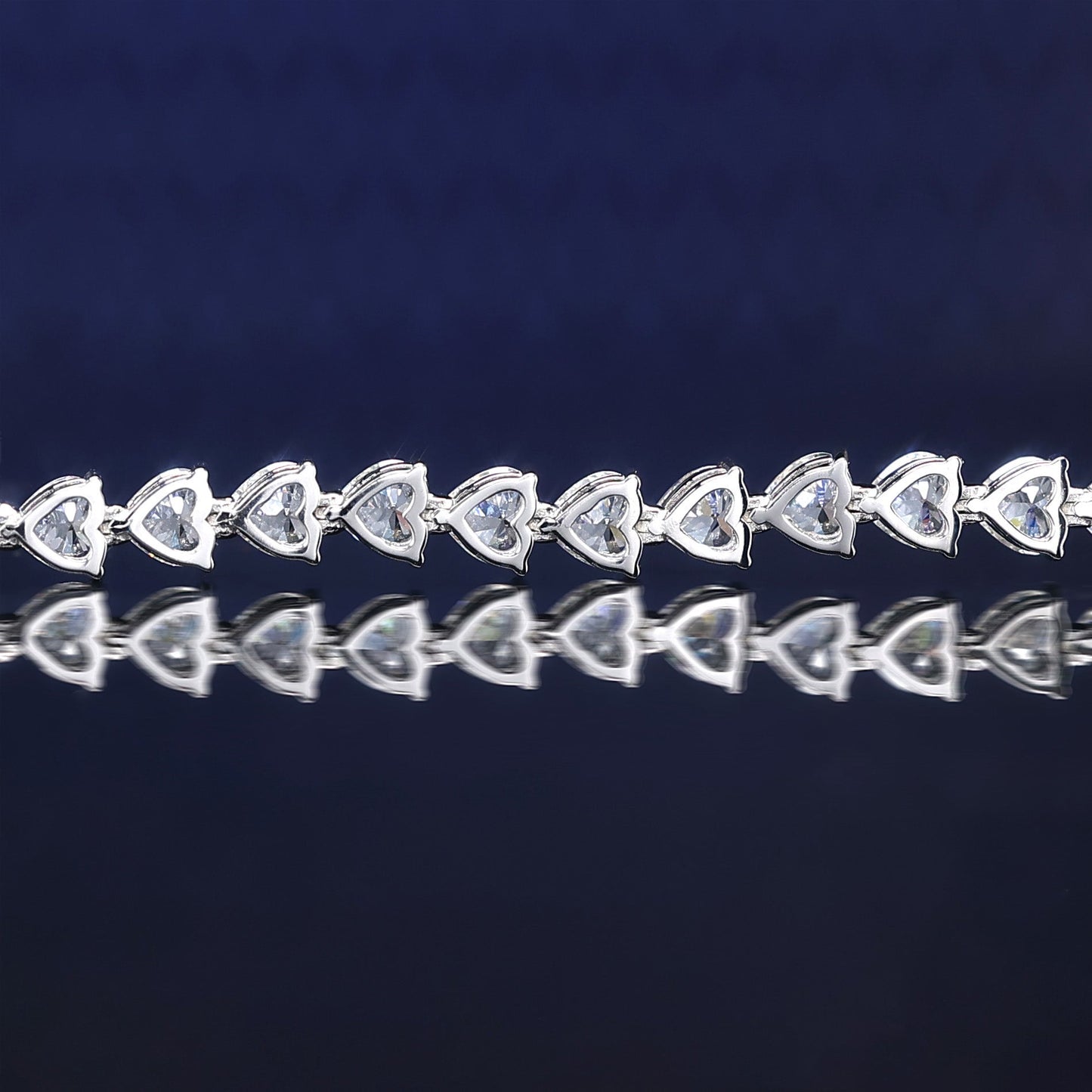 #4011 Micro-setting Lab created stones hearts bracelet, sterling silver