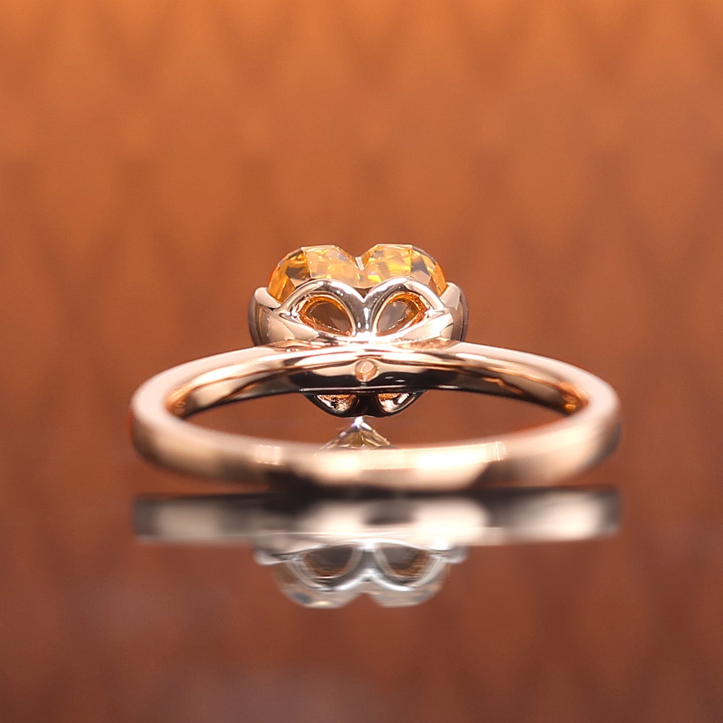 Micro-setting Heart shape Fanta color Lab created stones ring, sterling silver