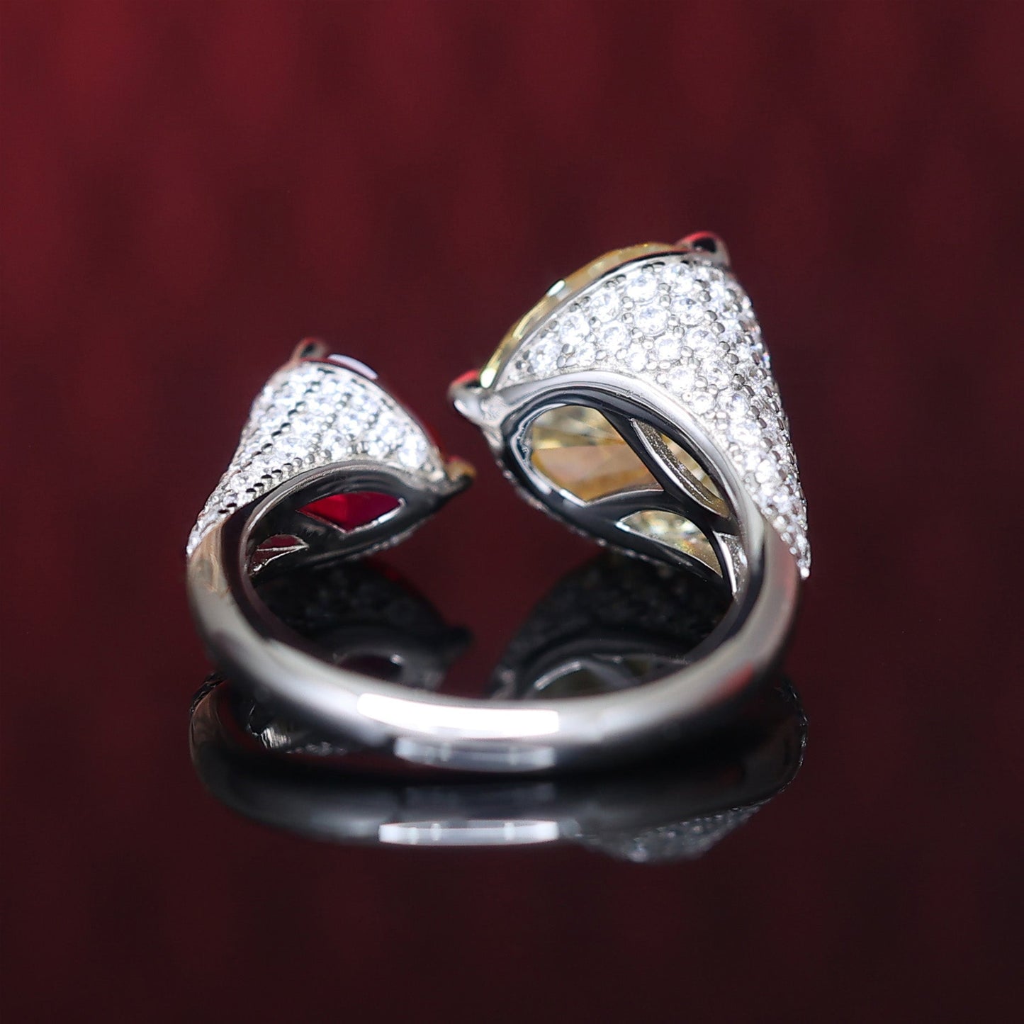 Micro-setting lab created stones Telesthesia ring, sterling silver