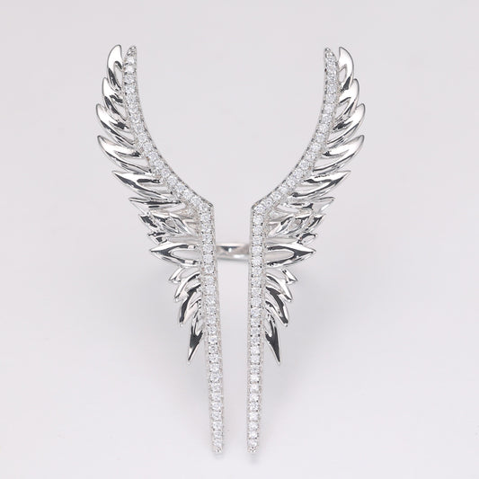 Reservation design Micro-setting Angel's wing ring, sterling silver