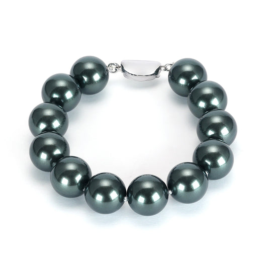 Promotional design Dark grey Shell pearl bracelet，sterling silver